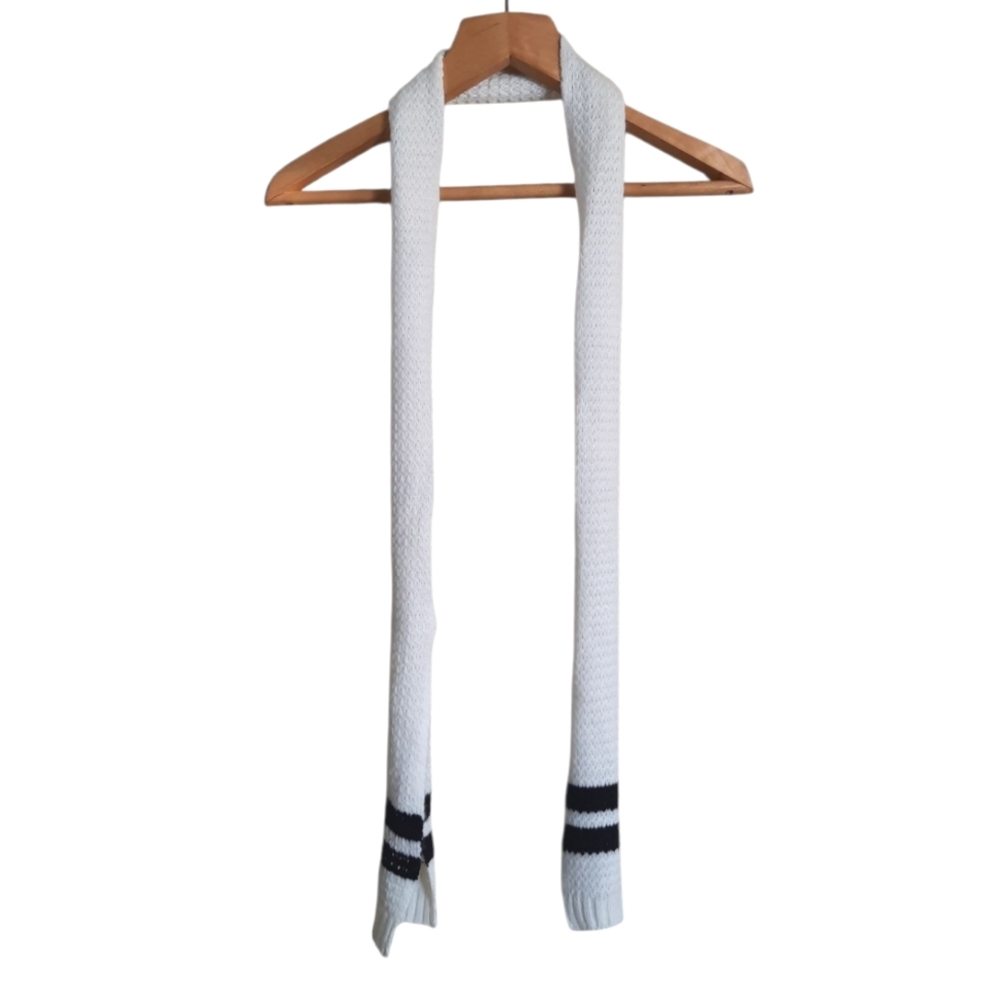White Black Stripe Skinny Scarf